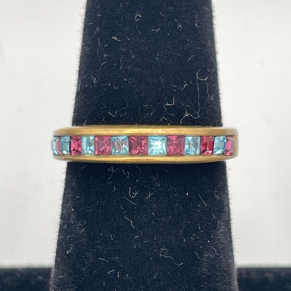 Heidi Daus Bronzetone Metal Women Size 7 Multi-Color Crystal Stackable Ring Set - Picture 6 of 9
